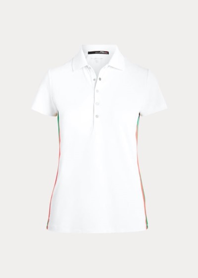 Camisa Polo Ralph Lauren Mujer Blancos - Striped-Trim Golf - HLWIC6234